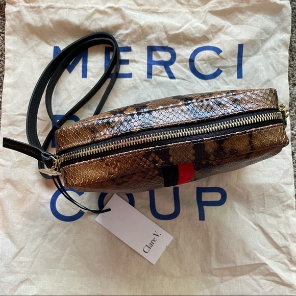 Clare V. Midi Sac crossbody in walnut python - Picture 9 of 15